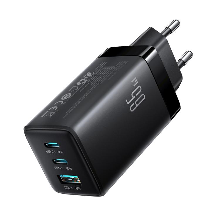 Cargador JOYROOM JR-TG10 de 65 W con doble puerto USB tipo C y 3 puertos, con cable USB tipo C a tipo C., EU Plug, UK Plug