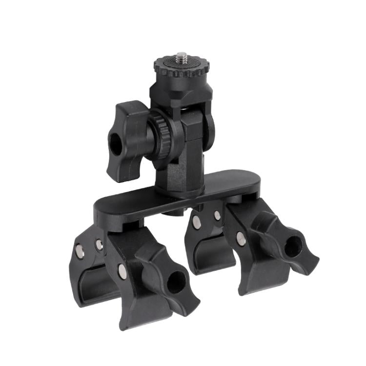 Abrazadera doble tipo cangrejo universal para manillar de bicicleta con cámara de acción, With Adapter & Screw, Single Clamp, With Extension Rod & Adapter & Screw, With Extension Rod