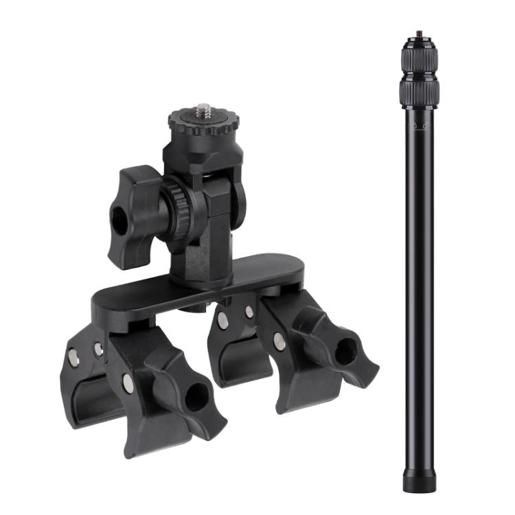 Abrazadera doble tipo cangrejo universal para manillar de bicicleta con cámara de acción, With Adapter & Screw, Single Clamp, With Extension Rod & Adapter & Screw, With Extension Rod