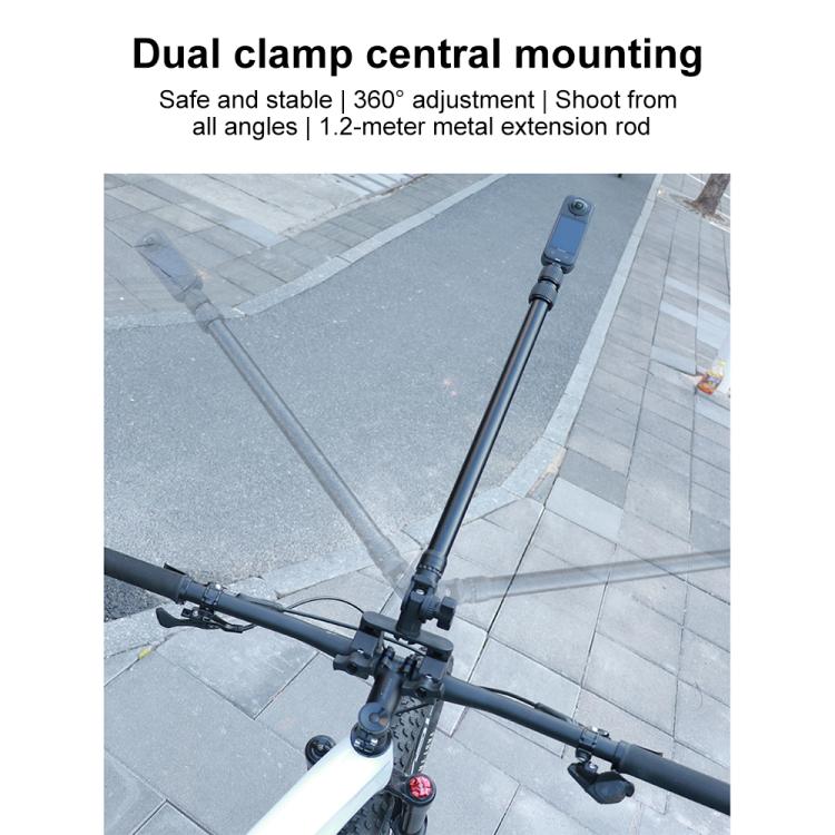 Abrazadera doble tipo cangrejo universal para manillar de bicicleta con cámara de acción, With Adapter & Screw, Single Clamp, With Extension Rod & Adapter & Screw, With Extension Rod