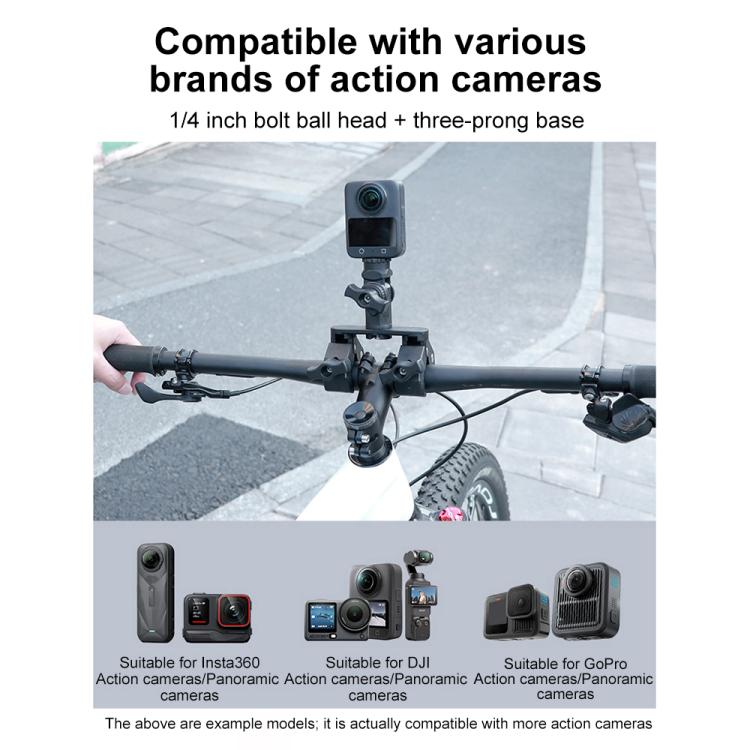 Abrazadera doble tipo cangrejo universal para manillar de bicicleta con cámara de acción, With Adapter & Screw, Single Clamp, With Extension Rod & Adapter & Screw, With Extension Rod