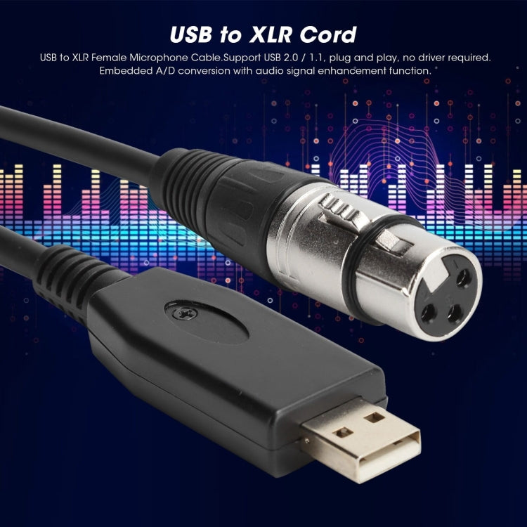 Cable de grabación de micrófono hembra US18 USB a XLR, 2m, 3m