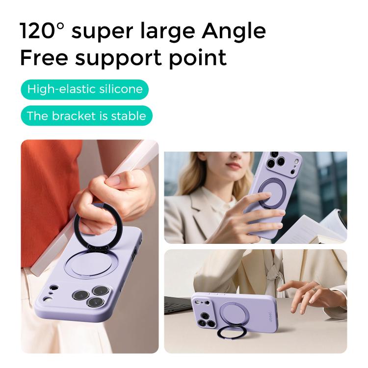 Funda magnética de silicona líquida ABEEL, agradable al tacto, con soporte., For iPhone 17 Pro Max, For iPhone 17 Pro, For iPhone 17, For iPhone 16 Pro Max, For iPhone 16 Pro, For iPhone 16