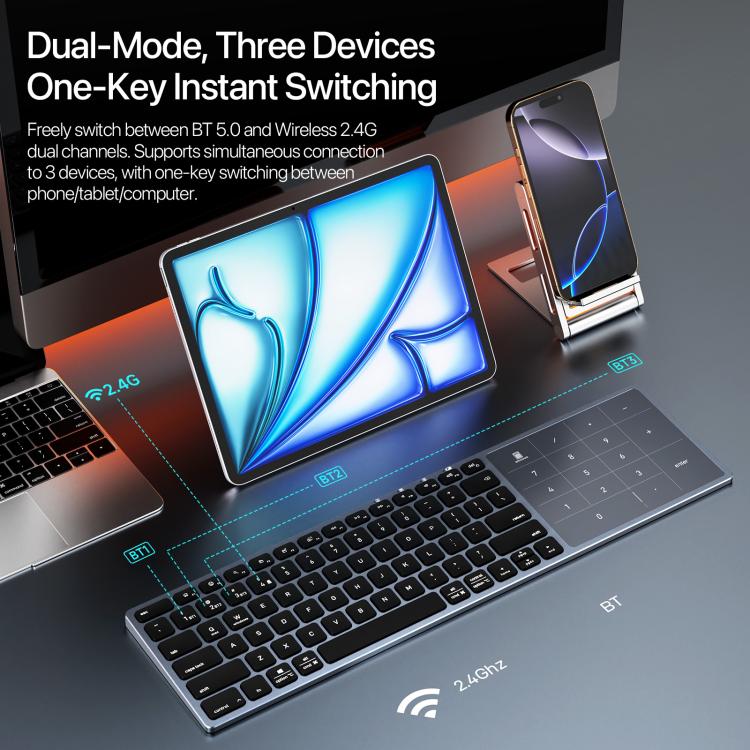 Teclado inalámbrico universal de aleación de aluminio de doble modo DUX DUCIS LK Pro Series con panel táctil digital, LK Pro Series