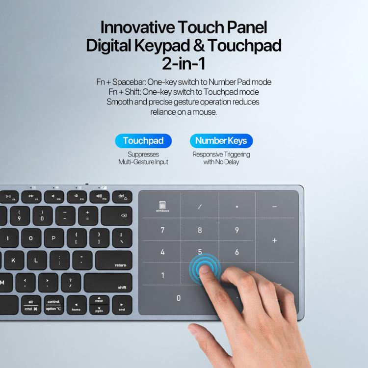 Teclado inalámbrico universal de aleación de aluminio de doble modo DUX DUCIS LK Pro Series con panel táctil digital, LK Pro Series