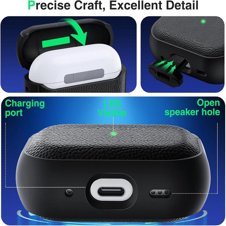 Funda para auriculares XDcase de TPU con textura de lichi y hebilla., For AirPods Pro 3, For AirPods 4, For AirPods Pro 2 / 1