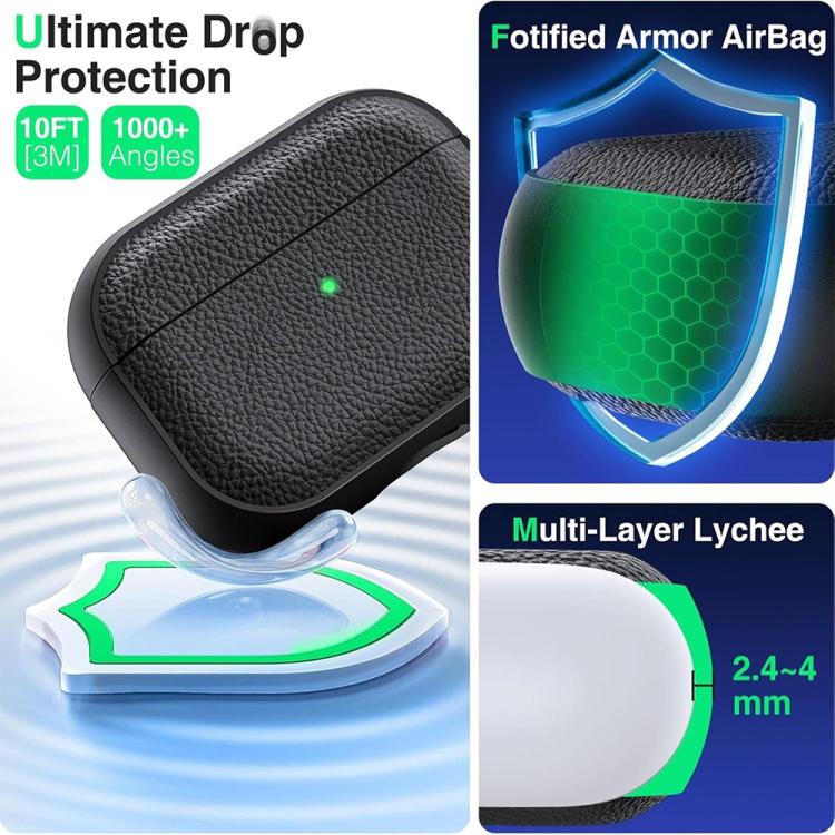 Funda para auriculares XDcase de TPU con textura de lichi y hebilla., For AirPods Pro 3, For AirPods 4, For AirPods Pro 2 / 1