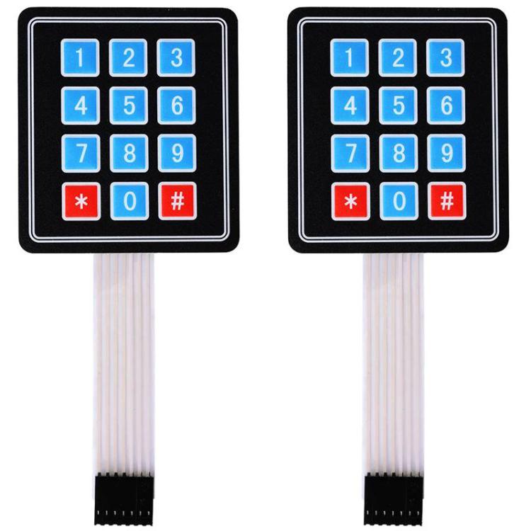 Kit de bricolaje con teclado de matriz de interruptores de membrana (2 unidades), 3x4, 4x4