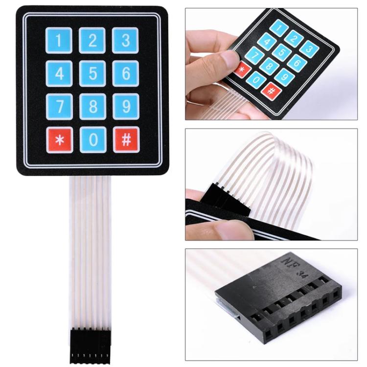 Kit de bricolaje con teclado de matriz de interruptores de membrana (2 unidades), 3x4, 4x4