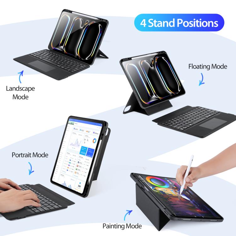 Funda para tablet de cuero vegano con teclado inalámbrico magnético retroiluminado DUX DUCIS Serie DK, For iPad Pro 13 2025 / 2024, For iPad Pro 11 2025 / 2024, For iPad 2025 / 2022, For iPad Air 11 2025 / 2024, For iPad Air 13 2025 / 2024             ...