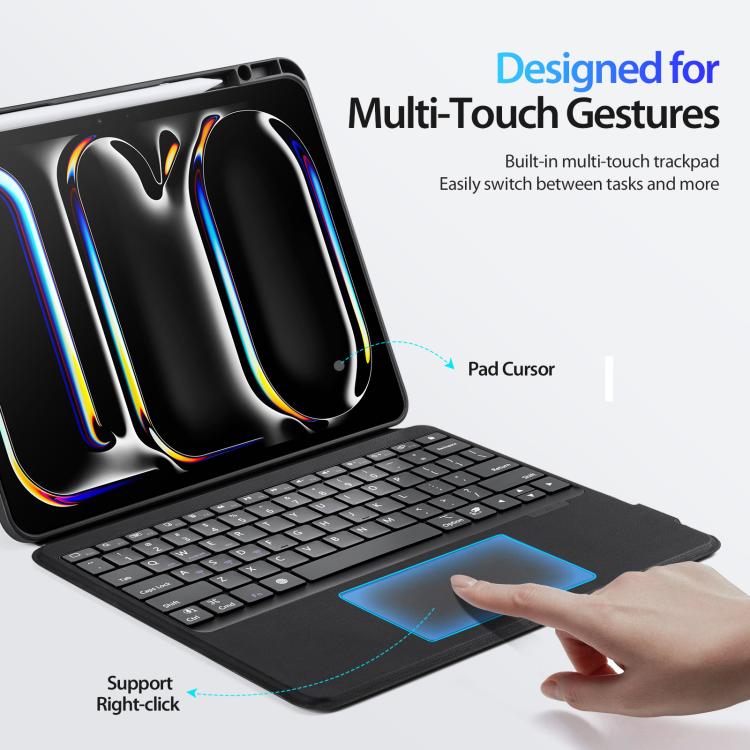 Funda para tablet de cuero vegano con teclado inalámbrico magnético retroiluminado DUX DUCIS Serie DK, For iPad Pro 13 2025 / 2024, For iPad Pro 11 2025 / 2024, For iPad 2025 / 2022, For iPad Air 11 2025 / 2024, For iPad Air 13 2025 / 2024             ...