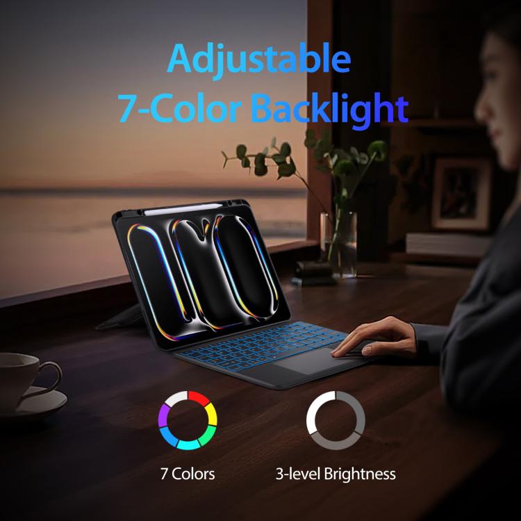 Funda para tablet de cuero vegano con teclado inalámbrico magnético retroiluminado DUX DUCIS Serie DK, For iPad Pro 13 2025 / 2024, For iPad Pro 11 2025 / 2024, For iPad 2025 / 2022, For iPad Air 11 2025 / 2024, For iPad Air 13 2025 / 2024             ...