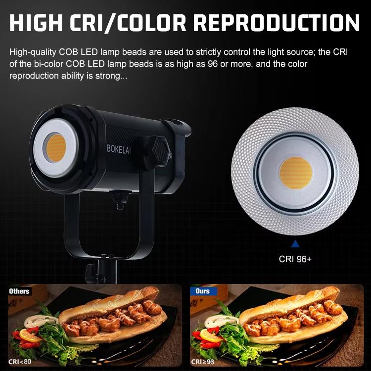 BOKELAI BK-300Bi 300W Luz LED de relleno para vídeo con doble temperatura de color (2700K-6500K) y control remoto., US Plug, EU Plug, UK Plug
