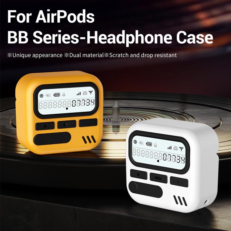 Funda híbrida de TPU para PC con diseño de buscapersonas retro de XDcase, For AirPods 4, For AirPods Pro 2 / 1