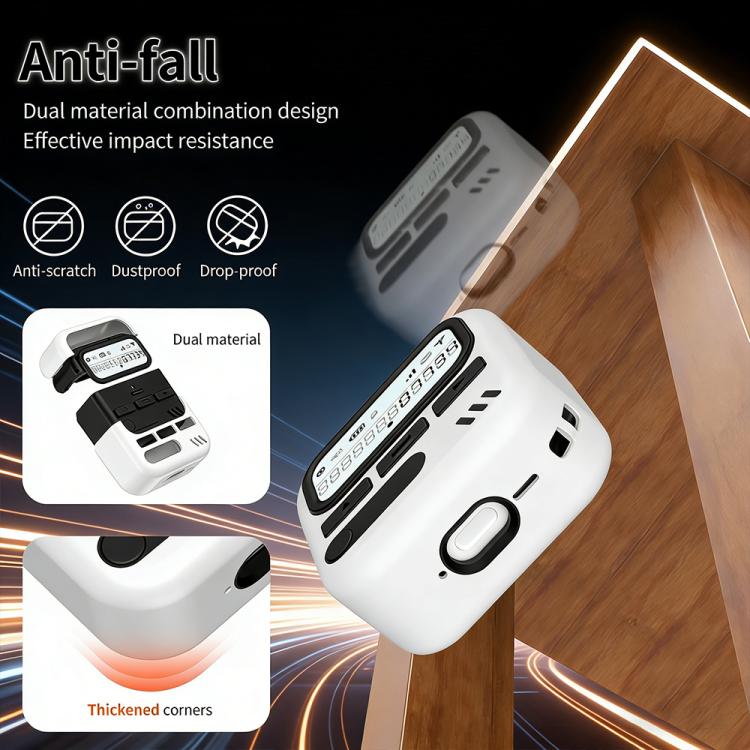 Funda híbrida de TPU para PC con diseño de buscapersonas retro de XDcase, For AirPods 4, For AirPods Pro 2 / 1