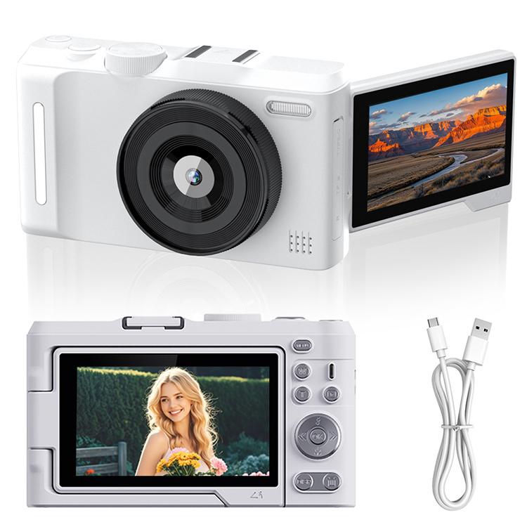 Cámara digital sin espejo DX9 de 48 MP, 4K, HD, con pantalla LCD abatible de 3 pulgadas y diseño retro, con sensor CCD.