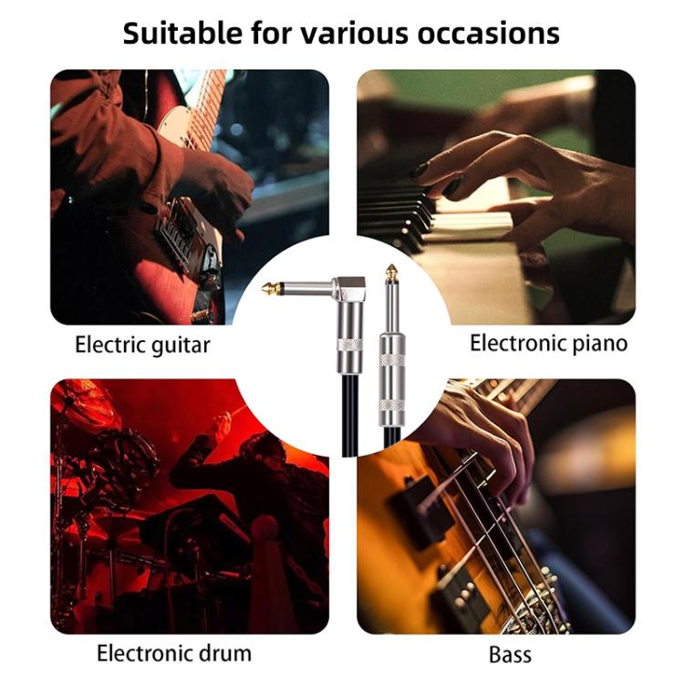 Cable de audio para guitarra eléctrica con conector de 6,35 mm recto a codo, 3m, 5m, 10m