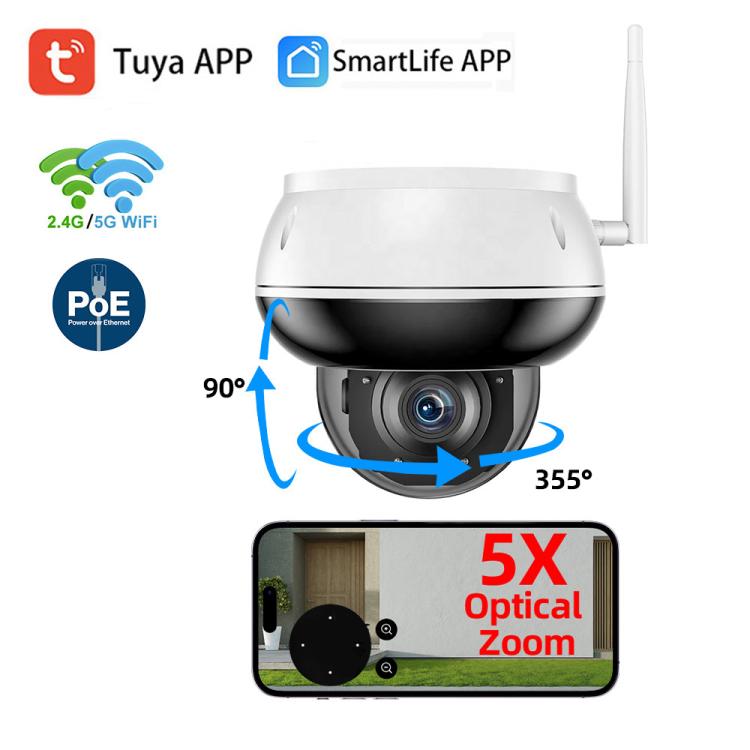 Cámara de seguridad tipo domo para exteriores RH-D05 de 5 MP con zoom óptico 5x, PoE y Wi-Fi., RH-D05
