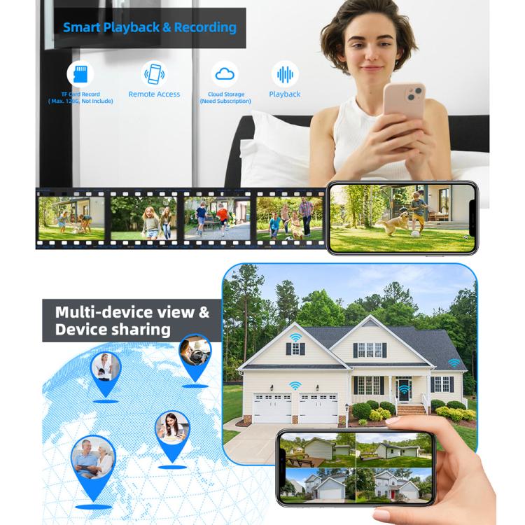 Cámara de seguridad tipo domo para exteriores RH-D05 de 5 MP con zoom óptico 5x, PoE y Wi-Fi., RH-D05