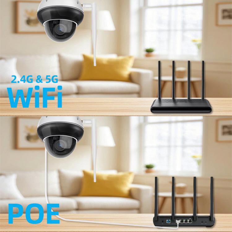 Cámara de seguridad tipo domo para exteriores RH-D05 de 5 MP con zoom óptico 5x, PoE y Wi-Fi., RH-D05