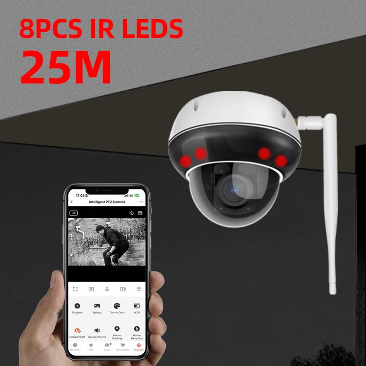 Cámara de seguridad tipo domo para exteriores RH-D05 de 5 MP con zoom óptico 5x, PoE y Wi-Fi., RH-D05