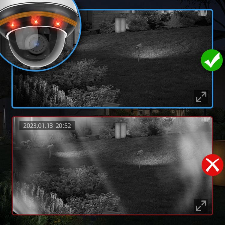 Cámara de seguridad tipo domo para exteriores RH-D05 de 5 MP con zoom óptico 5x, PoE y Wi-Fi., RH-D05
