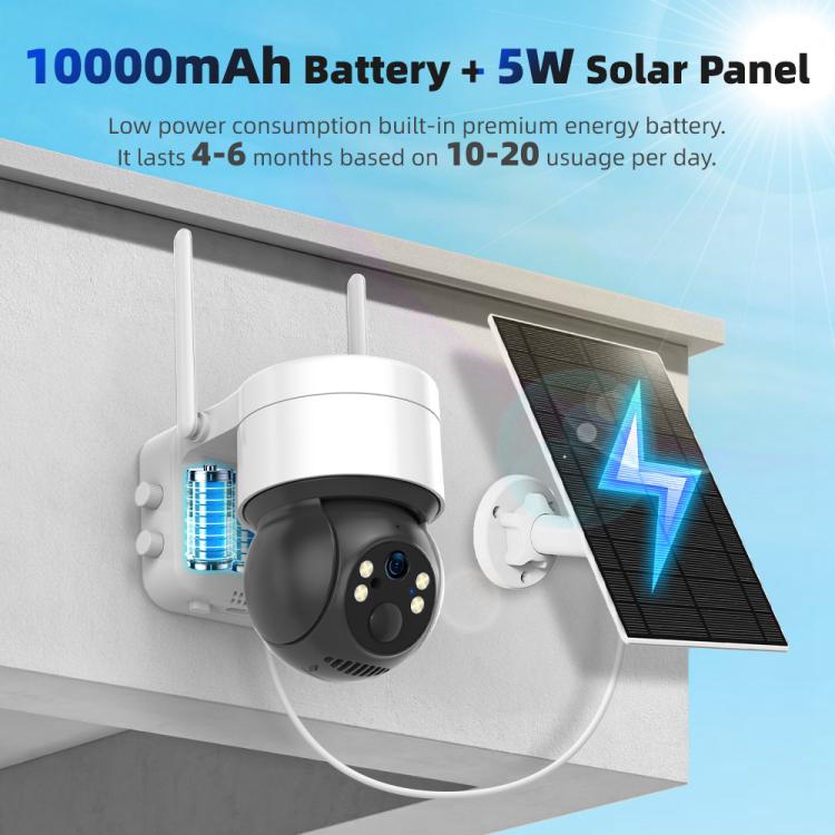 Cámara de seguridad PTZ para exteriores de bajo consumo, alimentada por energía solar, RH-BC10T, 4G, 3MP., RH-BC10T