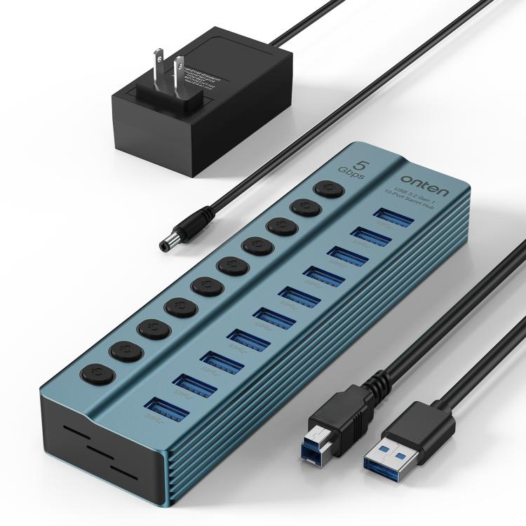 Estación de acoplamiento Onten 5308 USB3.2 Gen1 10 en 1 con botón independiente y enchufe estadounidense., 5308