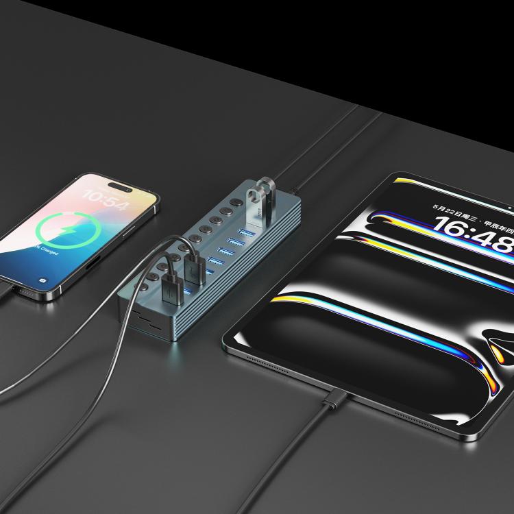 Estación de acoplamiento Onten 5308 USB3.2 Gen1 10 en 1 con botón independiente y enchufe estadounidense., 5308