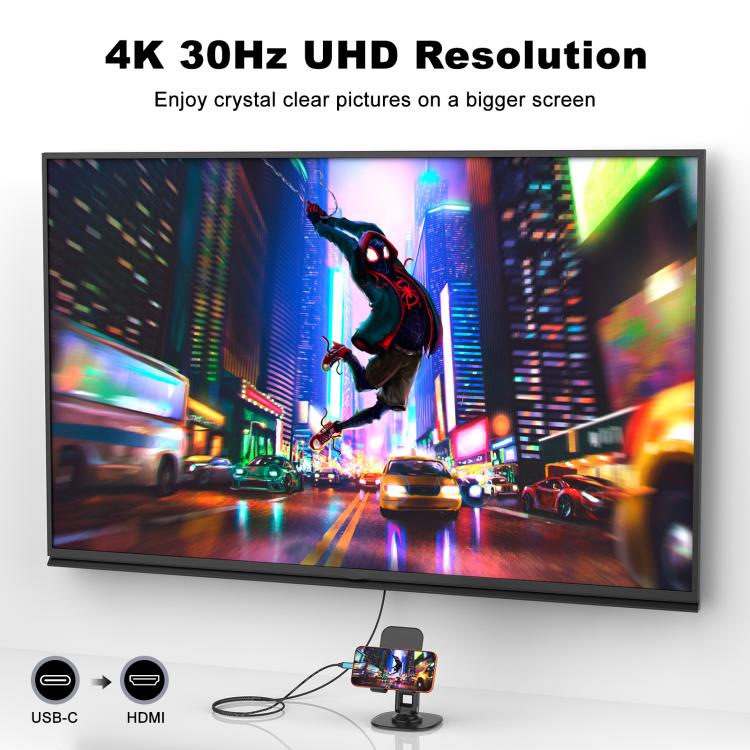 Cable de conversión de vídeo Onten UC956 V2.0 4K 30Hz Tipo-C a HDMI y Tipo-C, UC956