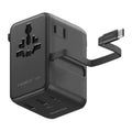 Cargador universal de viaje MOMAX UA30 1-World 2+ de 70 W con doble alimentación de CA y tecnología GaN, con cable retráctil., UA30D, UA30L