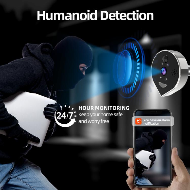 Videoportero RH-PD7 con pantalla HD de 4,3 pulgadas, mirilla panorámica de 360 grados y conexión WiFi inalámbrica de 2,4 GHz., RH-PD7