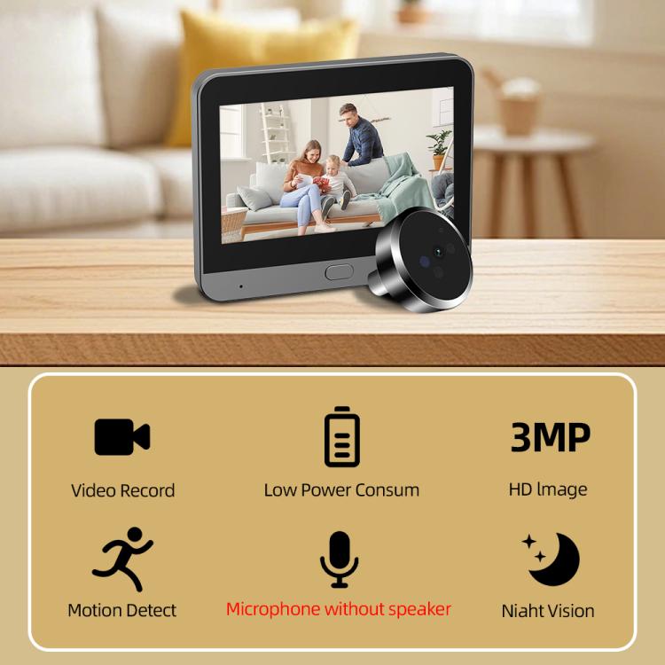 RH-PD9 Pantalla HD de 4,3 pulgadas, mirilla con radar de microondas, detección de movimiento y videoportero WiFi., RH-PD9