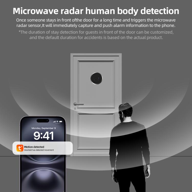 RH-PD9 Pantalla HD de 4,3 pulgadas, mirilla con radar de microondas, detección de movimiento y videoportero WiFi., RH-PD9