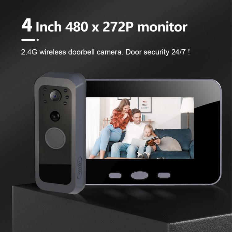 RH-TPD10-W Pantalla IPS de 4 pulgadas, videoportero inteligente Tuya con audio bidireccional y conexión WiFi.