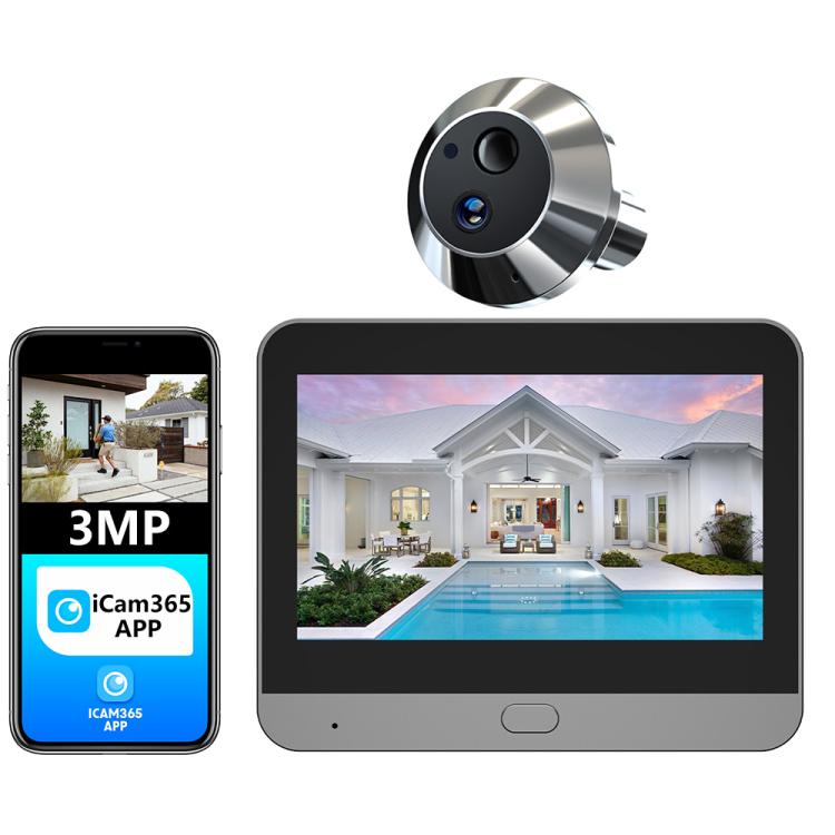 RH-PD6-I Timbre de puerta inteligente con video WiFi y detección de movimiento con pantalla HD de 4,3 pulgadas, RH-PD6-I