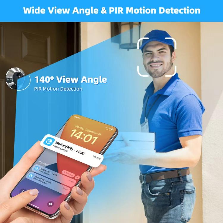 RH-PD6-I Timbre de puerta inteligente con video WiFi y detección de movimiento con pantalla HD de 4,3 pulgadas, RH-PD6-I