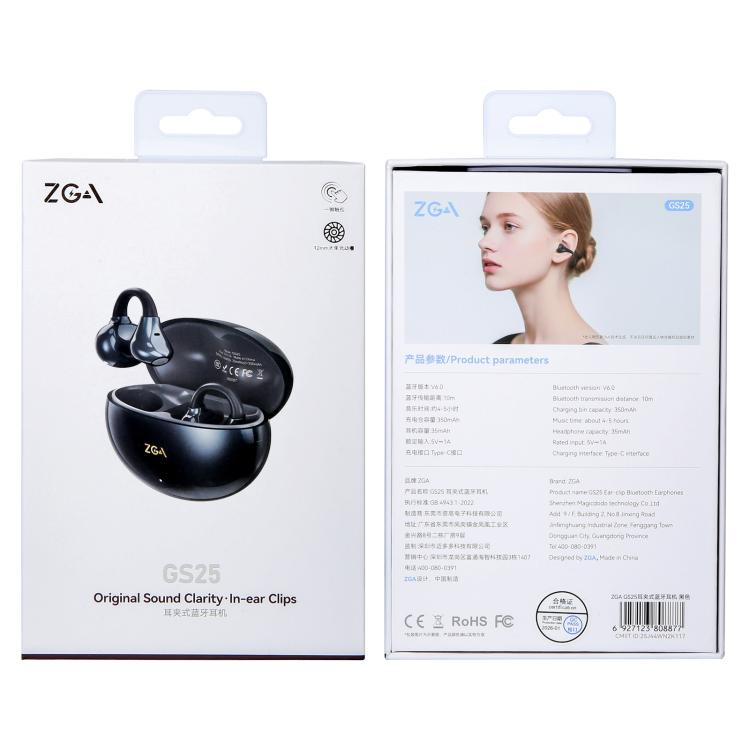 Auriculares inalámbricos Bluetooth ZGA GS25 con clip para la oreja, GS25