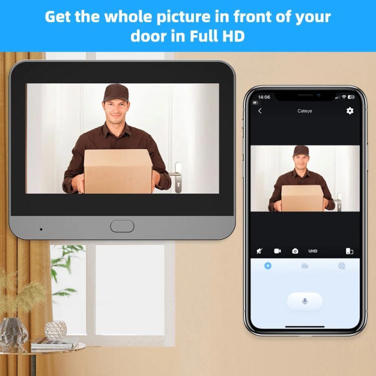 Videoportero inteligente WiFi con detección de movimiento y pantalla HD de 4,3 pulgadas RH-PD10-I, RH-PD10-I
