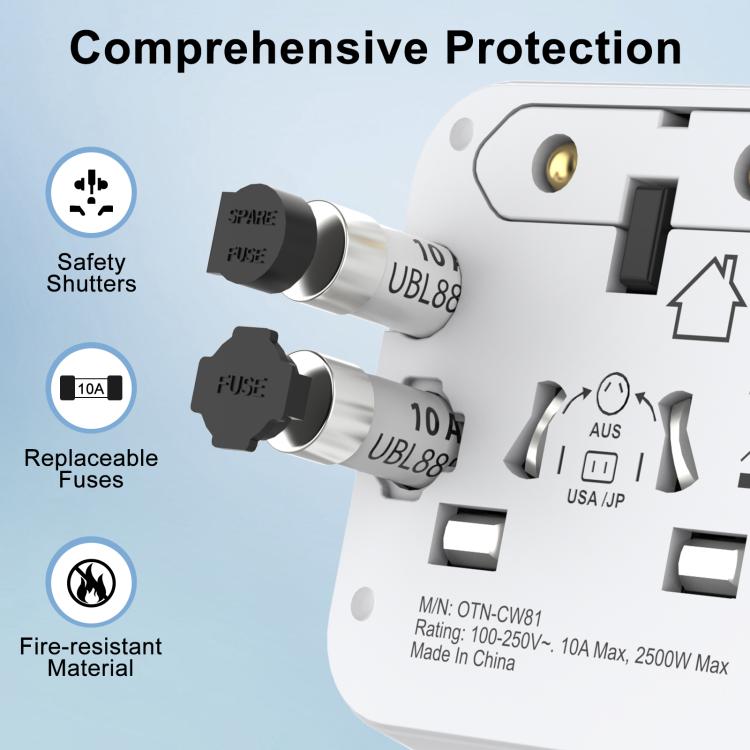 Adaptador de cargador de viaje universal multifuncional Onten CW81