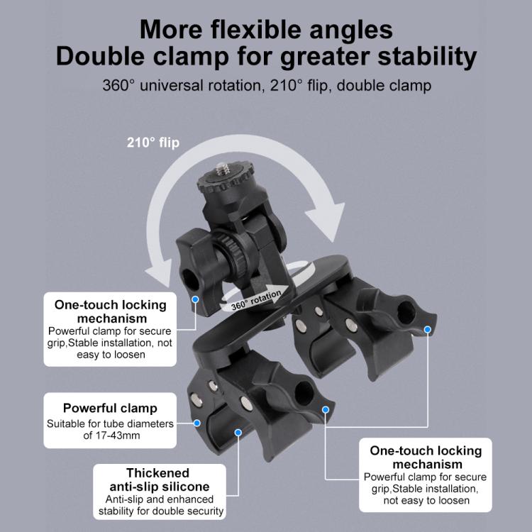 Soporte universal para manillar de bicicleta con abrazadera y varilla de extensión para cámara de acción, With Rod & Dual-Leg Crab & Dual-Head Crab Clamp, With 2 x  Dual-Head-Crab Clamp, With Rod & Dual-Head-Crab & Single-Crab Clamp