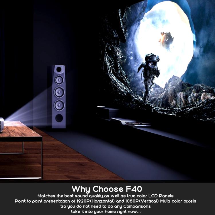 Proyector inteligente inalámbrico portátil VIVIBRIGHT F40 de 1920x1080 y 4200 lúmenes para cine en casa, con control remoto y versión Android., US Plug, UK Plug, AU Plug