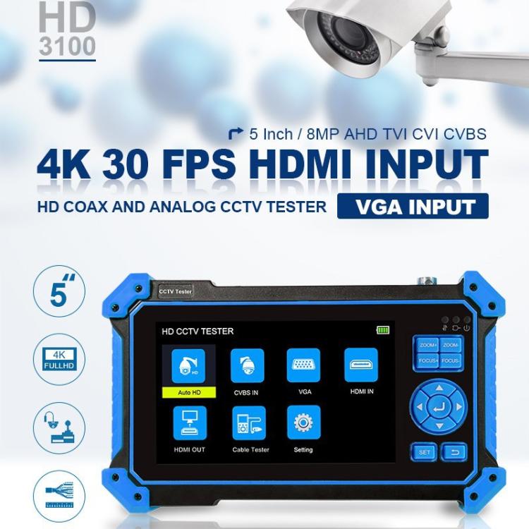 Probador de videovigilancia coaxial HD-3100Pro Engineering Treasure 5 en 1, US Plug, EU Plug, UK Plug