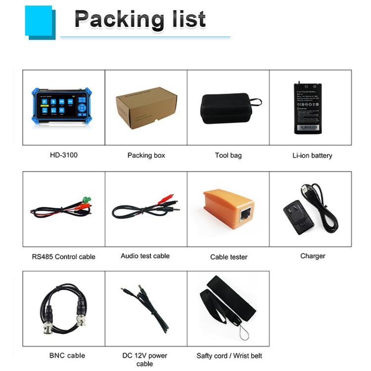 Probador de videovigilancia coaxial HD-3100Pro Engineering Treasure 5 en 1, US Plug, EU Plug, UK Plug