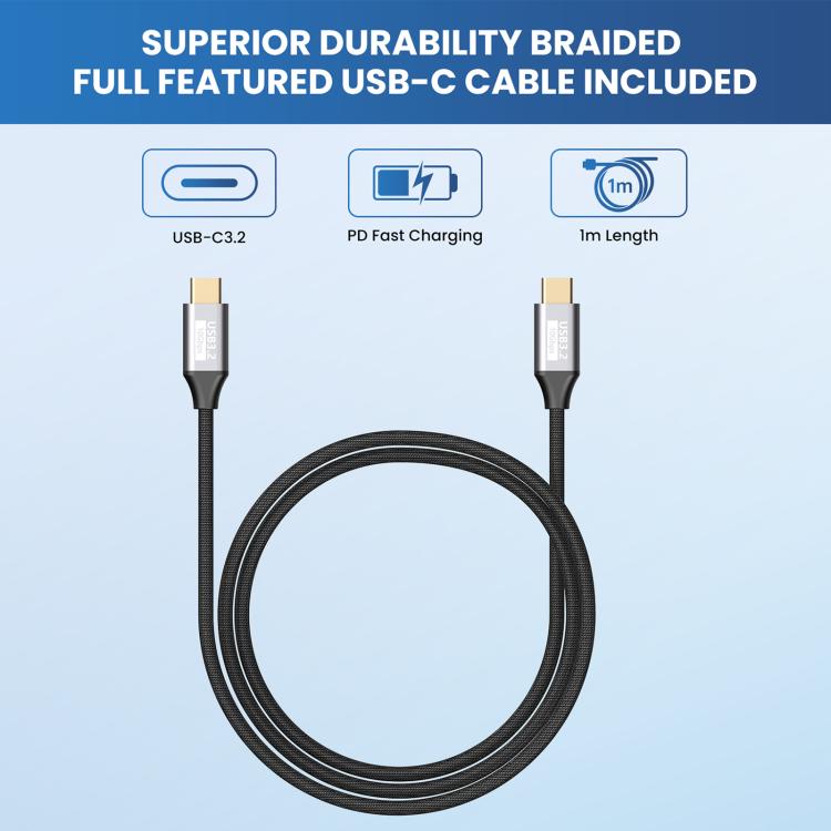 HCL-1071 Estación de acoplamiento HUB de 7 puertos Tipo-C de 3,2" con abrazadera y cable Tipo-C a Tipo-C., HCL-1071-BK, HCL-1071-SV