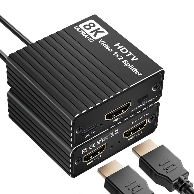 Divisor de vídeo HDMI Ultra HD H12 8K 60Hz 1 entrada 2 salidas, H12