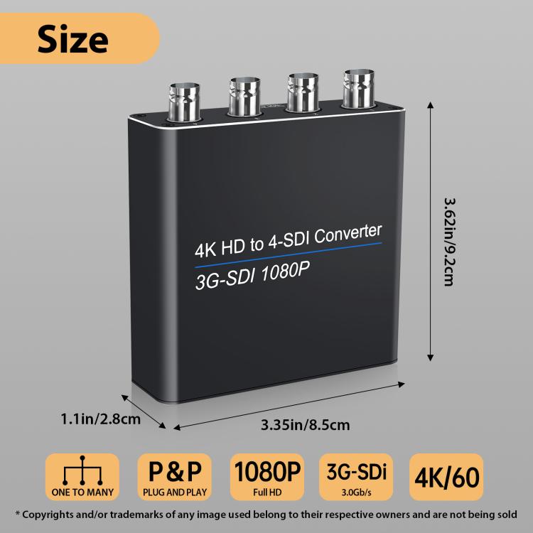 Convertidor NK-814 de entrada HDMI 4K a salida 4-SDI, 4-SDI