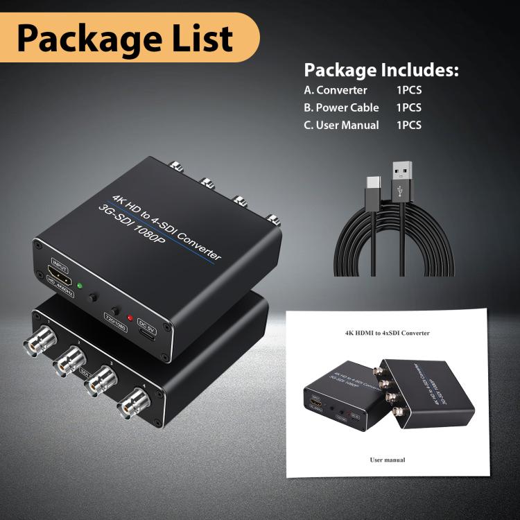 Convertidor NK-814 de entrada HDMI 4K a salida 4-SDI, 4-SDI