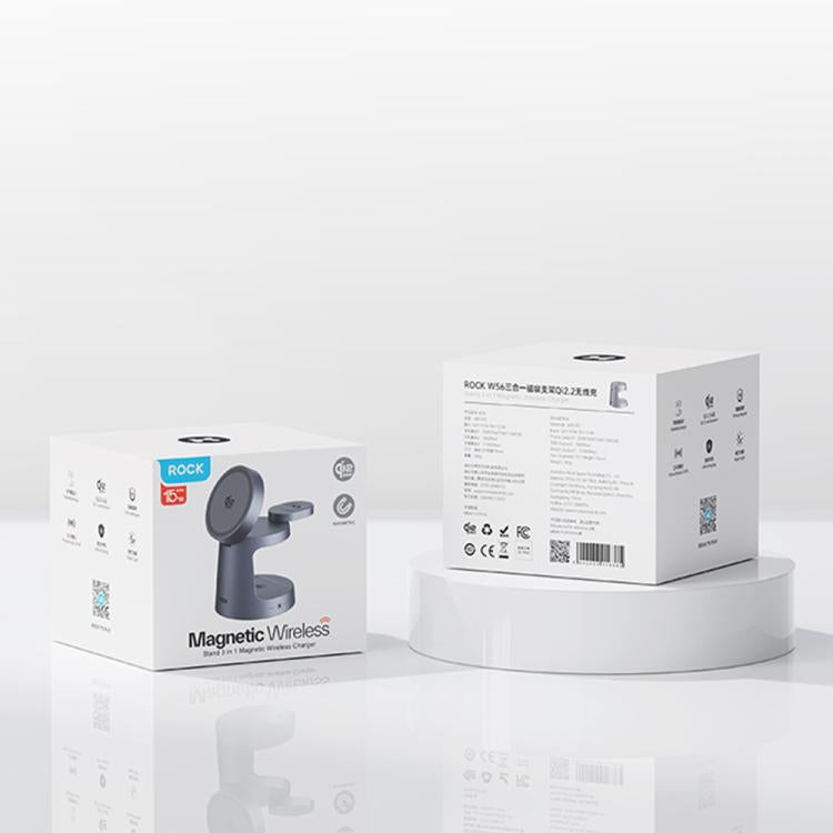 Cargador inalámbrico magnético 3 en 1 ROCK W56 con Qi2.2 de 25 W, W56