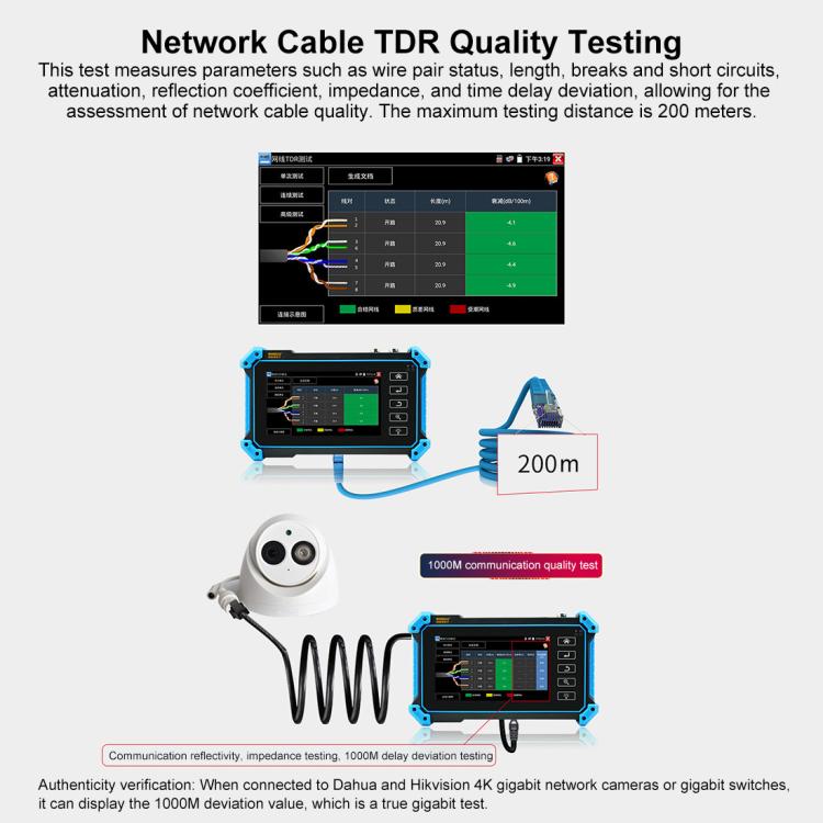 Probador integrado de videovigilancia coaxial simulado IPC-5100CPlus Network Engineering Treasure, US Plug, EU Plug, UK Plug, AU Plug